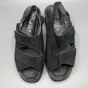 Spring Step Sandals Size 9.5 10 EU 41 Black Leather Comfort Slingback Adjustable